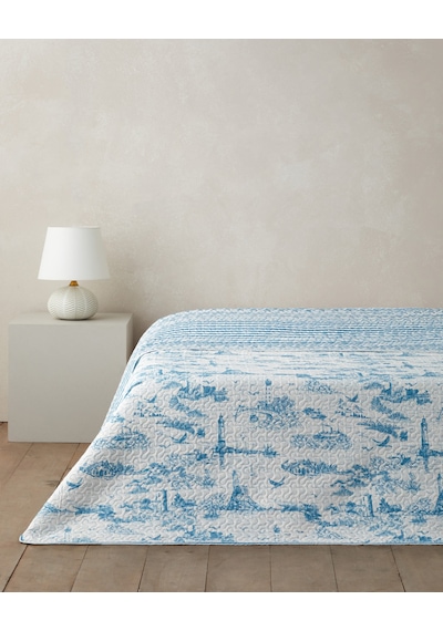 Seaside Serenity Çift Kişilik Çok Amaçlı Örtü 200x220 Cm Mavi