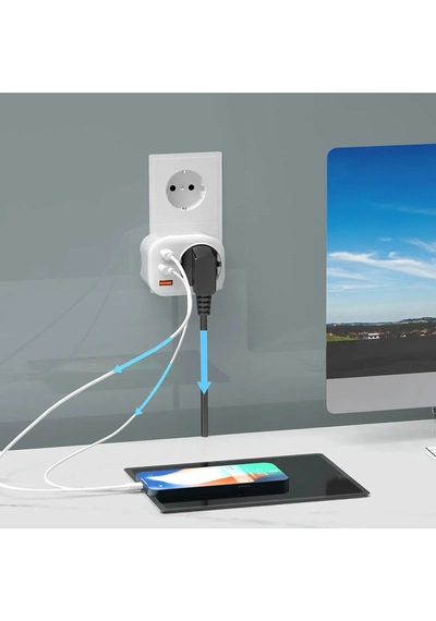 2500w 3.4a 2x Usb 1x Type-c 1x Soket Şarj Adaptörü Priz Çoğaltıcı Grup Priz 2 M
