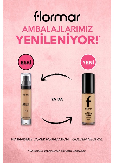 Flormar Doğal Bitişli Fondöten- Invisible Cover HD Fdt. - 090 Golden Natural - 8682536059114