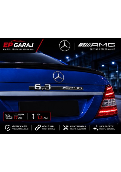 Mercedes 6.3 Amg Bagaj Yazısı Arka Amblem Metal Krom Tasarım