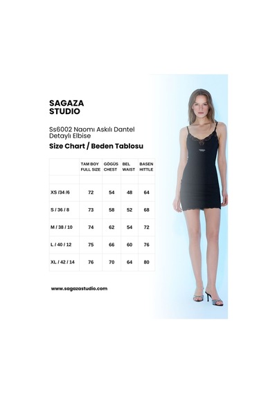 Sagaza Studio Ss6002 Önü Dantel Askıı Mini Elbise Siyah