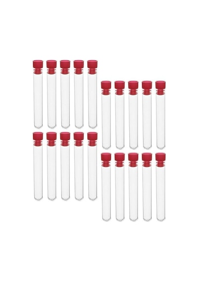 Deney Tüpü 16 X 100 Mm / Plastik 50 Adet - Dibi Yuvarlak Kapaklı