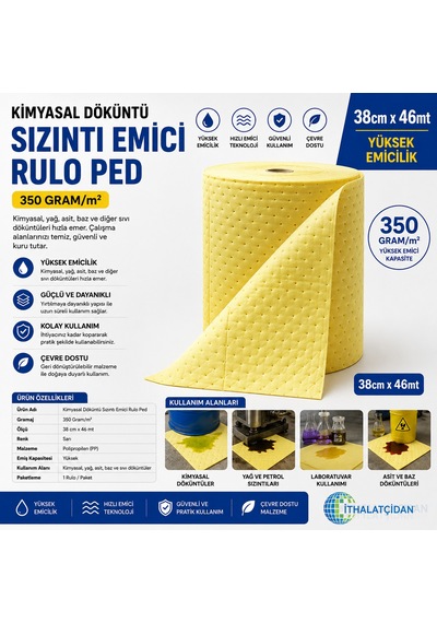 Kimyasal Döküntü Sızıntı Emici Rulo Ped 350 Gram/m2 38cmx46mt Bant Marketim