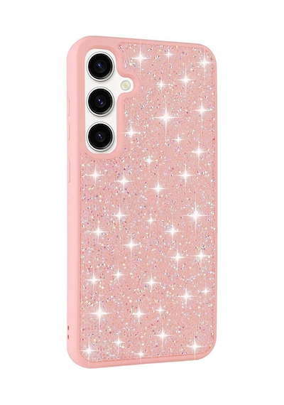 Galaxy S24 Plus Uyumlu Parlak Taşlı Tasarım Pırlanta Zore Kılıf-pembe Pembe