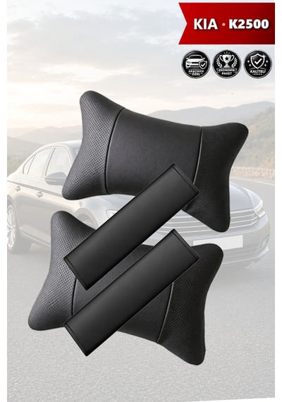 Kia K2500 Uyumlu Lüks Set Deri Yastık Deri Kemer Koruyucu Siyah