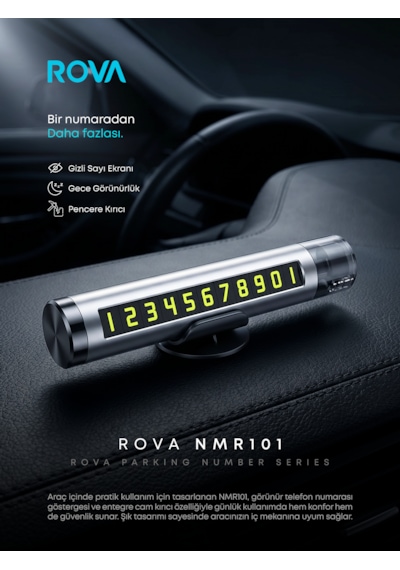 Rova Nmr101 Araç İçi Park Telefon Numaratörü Cam Kırıcı Ve Emniyet Kemeri Kesicili 1 Set