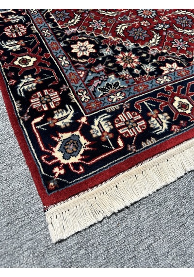 El Dokuma İran Halısı 80x125 Kırmızı Lacivert Yün Sine Halısı Kırmızı