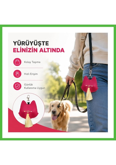 Vaveni Kedi Köpek Dışkı Poşeti Taşıma Çantası Asorti Renk - Evcil Hayvan Tuvalet Poşeti Kutusu - Karabinalı Asma Aparatlı Poop Bag Tutucu - Gezdirme Arz