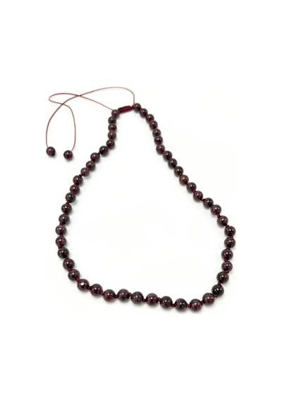 Yıldız Doğal Taş Granat Lal Doğal Taş 6 MM Makrome Kolye 45 CM - 55 CM Ayarlanabilir Bordo
