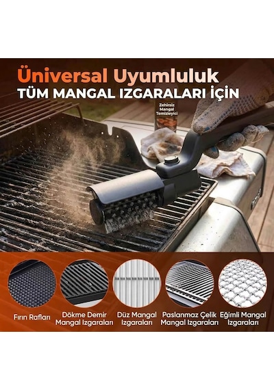 KRAFT HART Mangal Temizleme Fırçası Çelik Tel Izgara Temizleyici Barbekü Fırçası