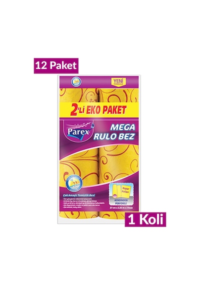 Parex Mega Rulo Temizlik Bezi 2'li Eko 12 Paket 1 Koli
