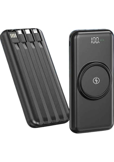 Kablosuz Çoklu Şarj Girişli 10.000 Mah Kablolu Powerbank Taşınabilir renkli