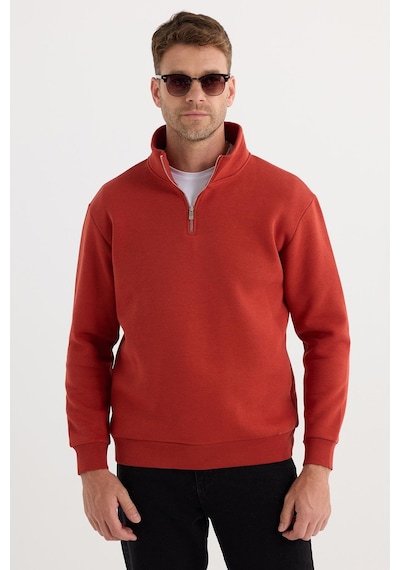 Tudors Unisex Relax Fit Rahat Kesim Pamuklu İçi Polarlı Yarım Fermuarlı Kırmızı Dik Yaka Sweatshirt-35171 Kırmızı Tudors Unisex Relax Fit Rahat Kesim Pamuklu İçi Polarlı Yarım Fermuarlı Kırmızı Dik Yaka Sweatshirt-35171 Kırmızı
