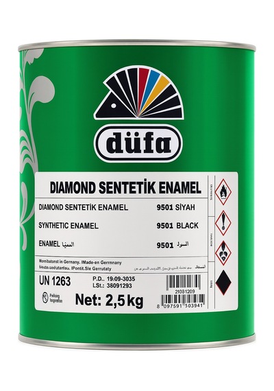 Düfa Diamond Sentetik Enamel Boya Siyah 2.5 Kg Yüksek Kapatıcılık, Parlak Dayanıklı Son Kat Metal Ahşap Boyası