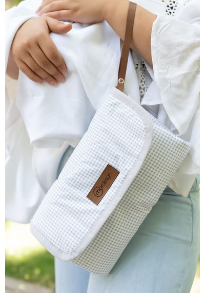 Bebek Çanta Alt Açma Minderi Alt Değiştirme Pedi, Taşınabilir Bakım Çantası, Clutch Seri, Gri Gri