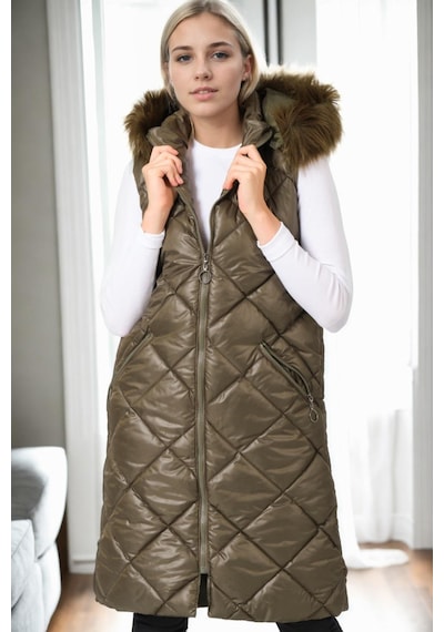 Z6717 Dewberry Bayan Yelek-haki-1 Haki-1
