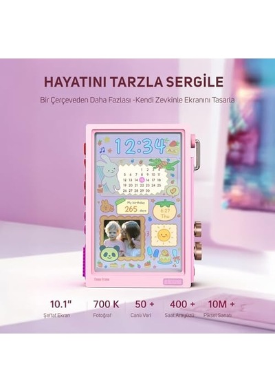 Lovelock Ses Kayıt Özellikli Bluetooth Hoparlör Ve Times Frame Akıllı Dijital Çerçeve Hediye Seti, Pembe