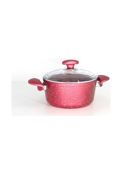 3110 - 2 Parça - Bio Granit - 18x10 Cm 2,0 Litre - Ptfe Ve Pfoa Içermeyen Derin Tencere Kırmızı Renk Kırmızı
