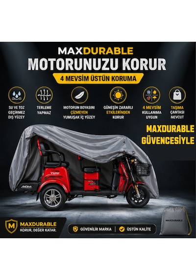 Volta Vm6 4 Tekerlekli 1 Kişilik Motosiklet Brandası Su Geçirmez 4 Mevsim Boya Dostu Motor Brandası + Taşıma Çantalı 3k