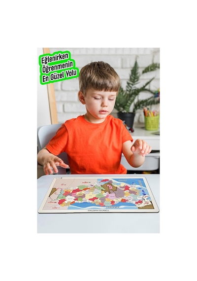 Ahşap Renkli Türkiye Haritası Ahşap Puzzle Yapboz 23x45 Cm Standart