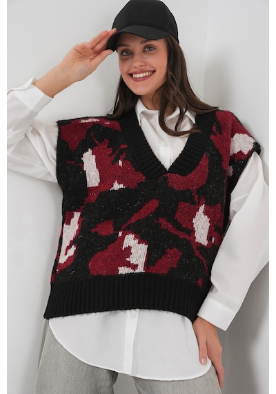 Bigdart 15923 Kadın Oversize Triko Süveter - Siyah