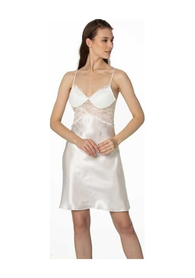 Pierre Cardin Sütyen Kaplı Sabahlık Gecelik Set 4050 Ekru 001
