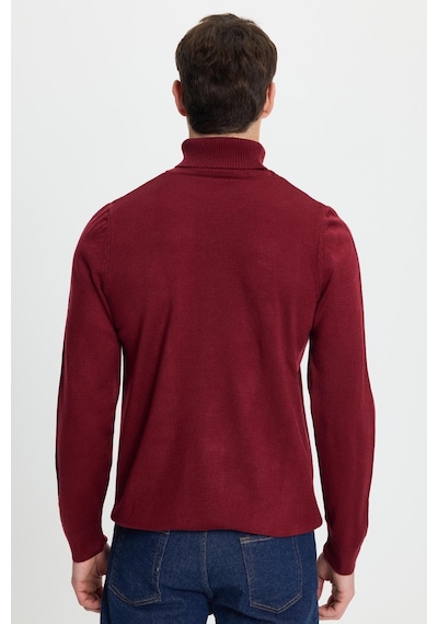 Tudors Erkek Slim Fit Dar Kesim Yumuşak Dokulu Tüylenmeyen Bordo Tam Balıkçı Yaka Triko Kazak-34928 Bordo