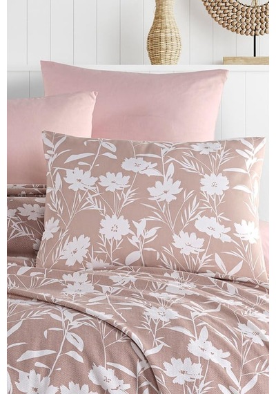 As Perde Cotton Life Çift Kişilik Pike Takımı Stella Gül Kurusu