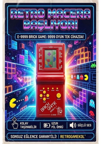 Pilli Sesli 9 Butonlu 9999 İn 1 Renkli Nostaljik Tetris Eğitici Ve Eğlenceli Oyuncak El Konsolu 31634123