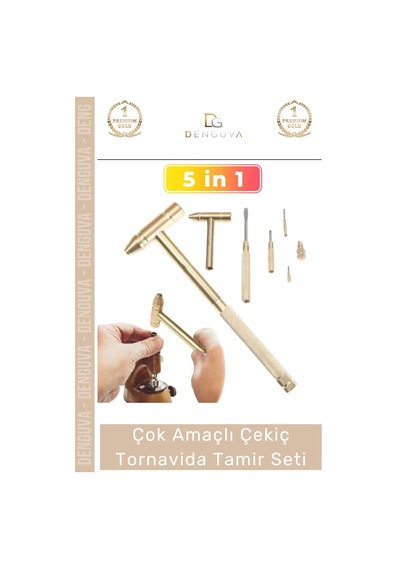 Tamirseti 5 İn 1 Çok Amaçlı Taşınabilir Ergonomik Kompakt Ev Araç Saat Çekiç Tornavida Tamir Seti