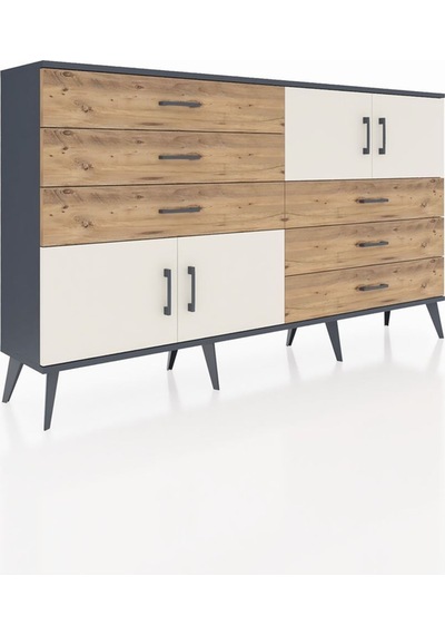Arges Konsol 2 Raflı 6 Çekmeceli 4 Kapaklı 176x30x99 Antrasit-aytaşı/çam Aytası/atlas Çam - Antrasıt Arges Konsol 2 Raflı 6 Çekmeceli 4 Kapaklı 176x30x99 Antrasit-aytaşı/çam Aytası/atlas Çam - Antrasıt