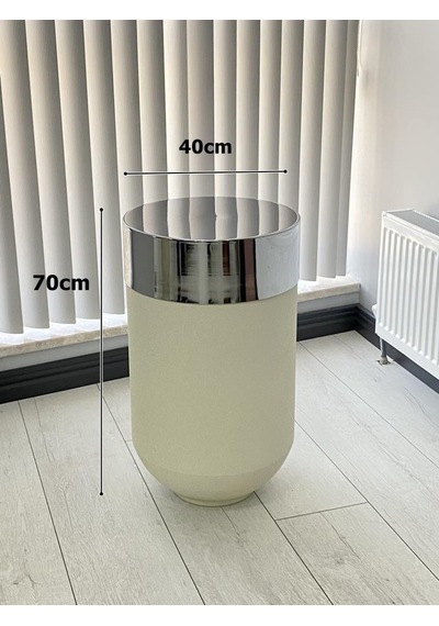 Dekoratif Krom Darbuka Beyaz Sehpa 70cm