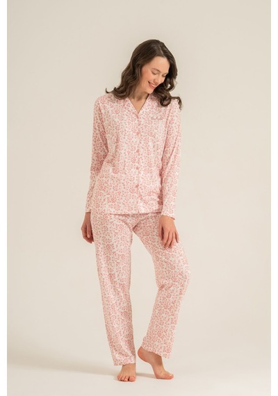 Pierre Cardin Kadın Flowers Pembe Gömlek Pijama Takımı Pc9271-s-v2 Pc9271-s-v2