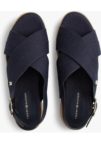 Tommy Hilfiger Denım Espadrılle Platform Sandal Siyah