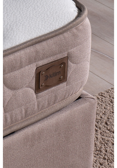 Kilim Mobilya Hilton Sandıklı Baza Başlık Paket Yaylı Pedli Yatak Seti Vizon 100x200