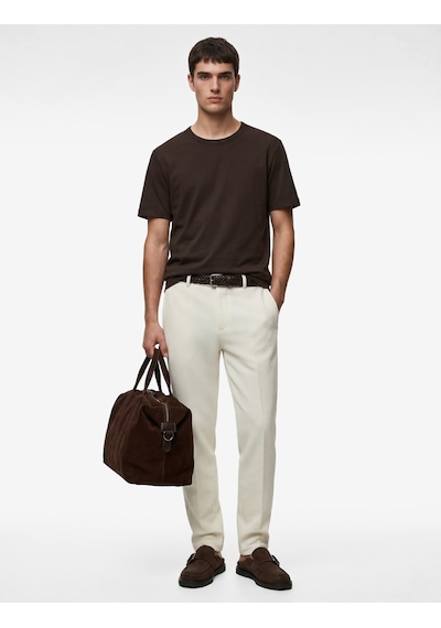 Koton Kısa Kollu Bisiklet Yaka Pamuklu Slim Fit Tişört Kahverengi 6sam10027mk Kahve