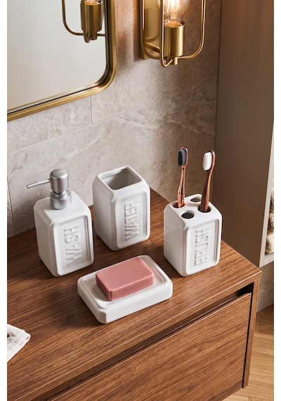 Perotti 13891-2 Well Stoneware 4 Parça Banyo Seti Beyaz