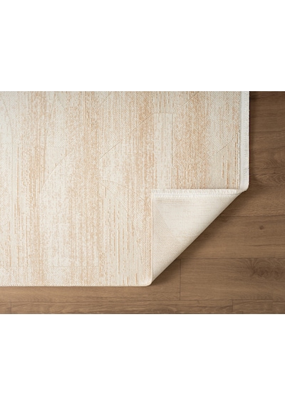 Cosmos Cs001b Bej Halı Modern Detaylı Pamuk Taban Viskon Tozuaz Salon Yatak Odası Koridor Halısı-672 Bej