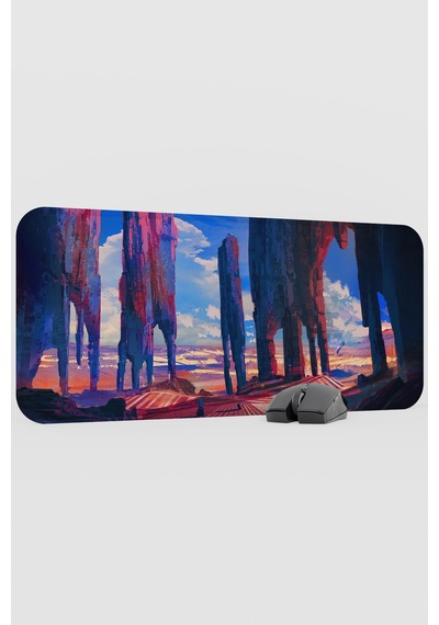 Dijital Çölde Sütunlar V3 70x30 Xl Gaming Kauçuk Kaymaz Taban Mouse Pad Fare Altlığı