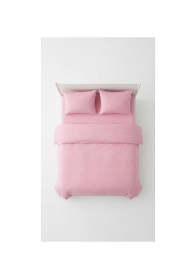 4 Parça Lastikli Çarşaflı Pamuklu Kumaş Çift Kişilik Nevresim Takımı Pembe - 731883480 Pembe