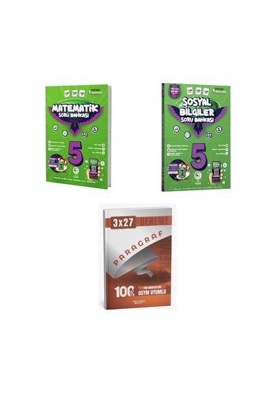 2027 Av 5. Sınıf Matematik + Sosyal Bilgiler Soru + Anla Kazan Paragraf Deneme 3'lü Set