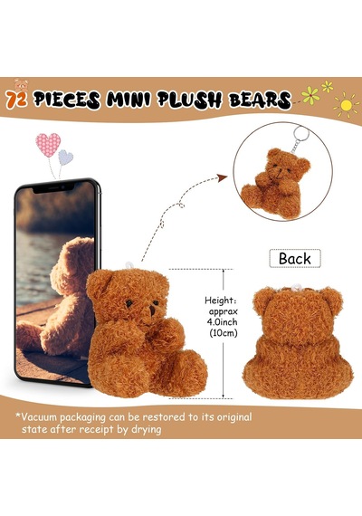 6 Parça Mini Ayı Peluş Doldurulmuş 10,5 Cm Küçük Ayı Toplu Hayvan Oyuncakları Bebek Duş Partisi İçin Küçük Genel