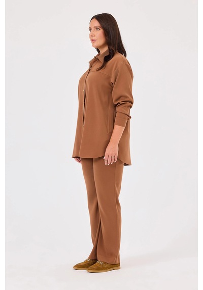Galaxi Kadın Büyük Beden Bağcıklı Pantolon 4023 Camel Camel