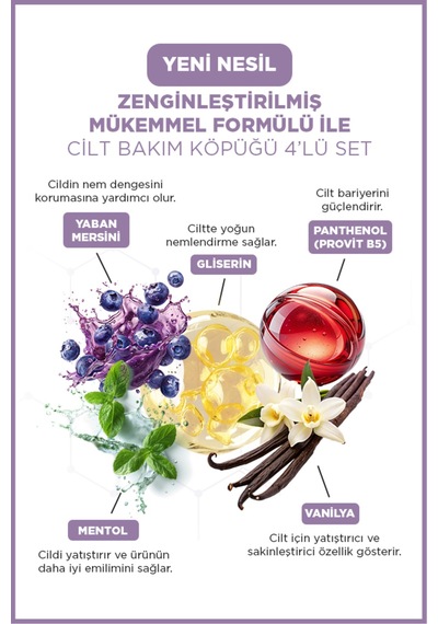 Cilt Bakım Köpüğü Vanılla Creme-brulee 200ml-100ml + Blueberry & Mılkshake 200 Ml+100ml