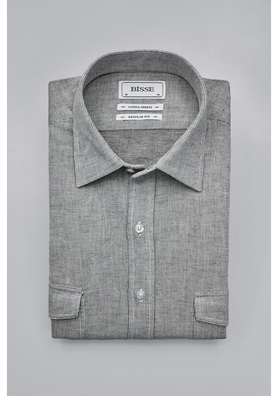 Bisse Sp Yaka Regular Fit Uk Gömlek Çift Cep Gri Gmktn3sp224007 D55 Gri