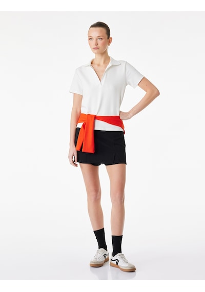 Koton Regular Fit Kısa Kollu Kesik Polo Yaka Tişört Beyaz 6sak50190ek Beyaz