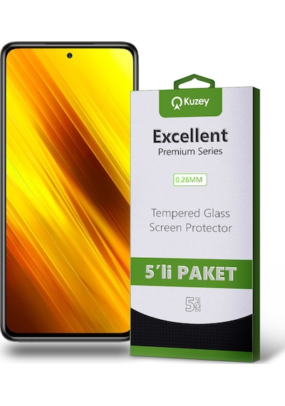 Xiaomi Poco X3 ile Uyumlu Kırılmaz Temperli Ekran Koruyucu Cam Ekonomik 5'li Paket