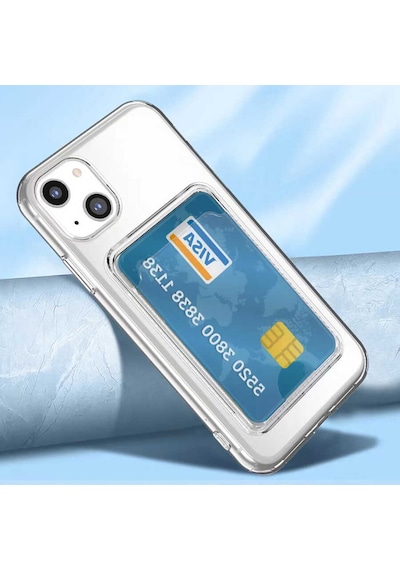 Apple Uyumlu iPhone 14 Plus Uyumlu Kartlıklı Şeffaf Zore Setra Clear Silikon Kılıf-renksiz Renksiz -