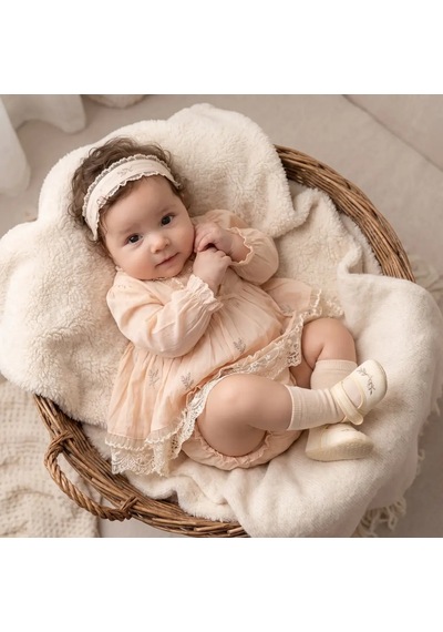 Moonstar Dantelli Bebek Elbise Somon