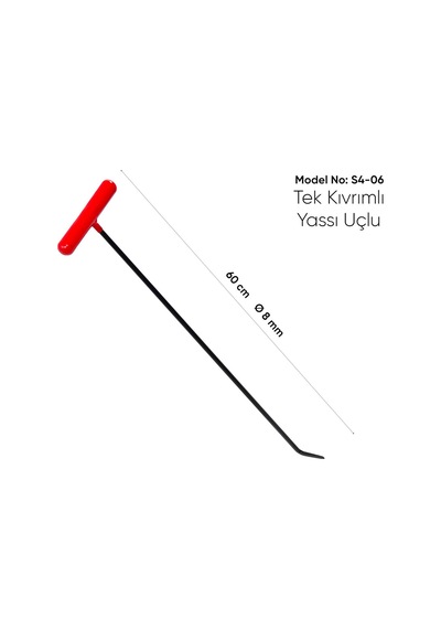 60 Cm 8 Mm Çap Tek Kıvrımlı Yassı Uçlu Boyasız Göçük Düzeltme Çubuğu - S4-06, Pdr Çubuk